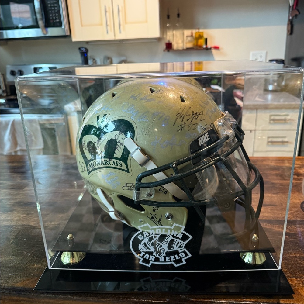 UNC Tarheel football helmet display case